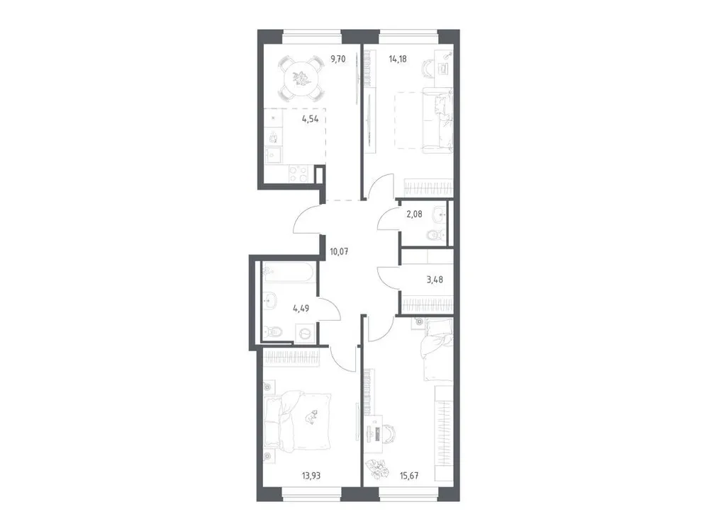 Продается 3-комнатная квартира, 78,1 м² - Фото 1
