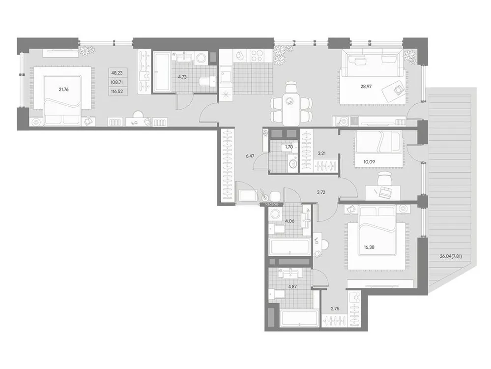 Продается 3-комнатная квартира, 116,5 м² - Фото 1