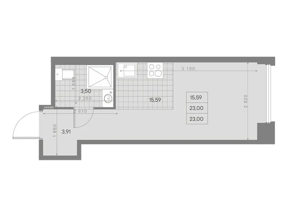 Продается 1-комнатная квартира, 23 м² - Фото 1