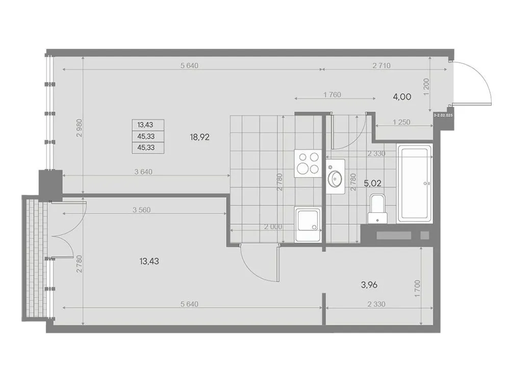 Продается 1-комнатная квартира, 45,3 м² - Фото 1