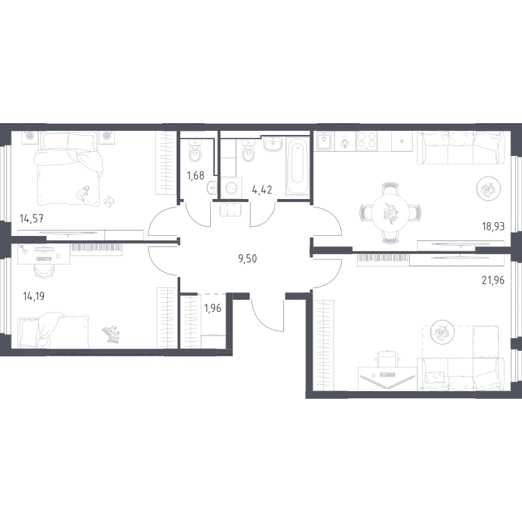 Продается 3-комнатная квартира, 86 м² - Фото 1