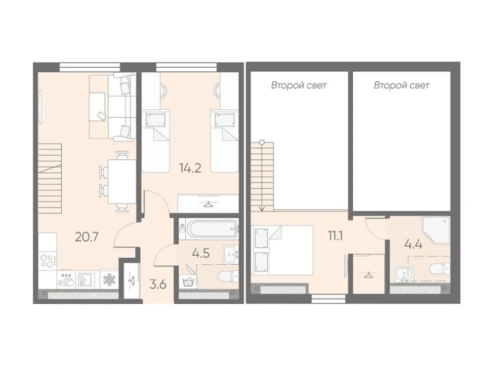 Продается 1-комнатная квартира, 59,2 м² - Фото 1