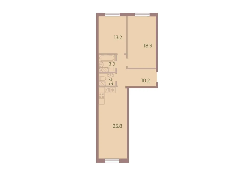 Продается 2-комнатная квартира, 72,9 м² - Фото 1