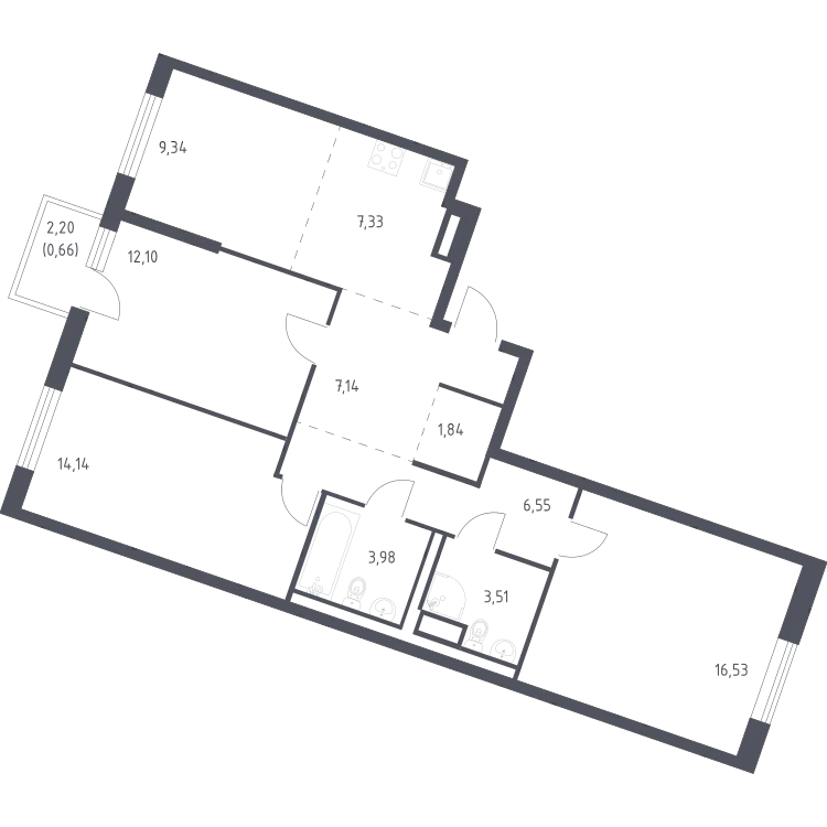 Продается 3-комнатная квартира, 83,1 м² - Фото 1