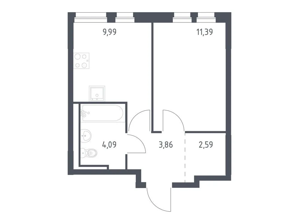 Продается 1-комнатная квартира, 31,9 м² - Фото 1