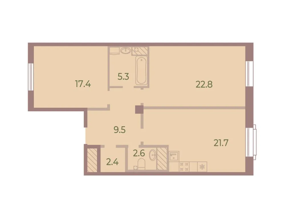 Продается 2-комнатная квартира, 82,2 м² - Фото 1