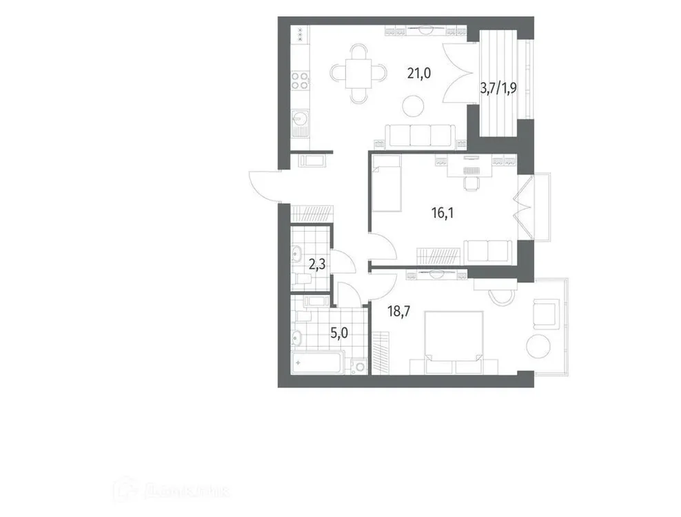 Продается 2-комнатная квартира, 75,4 м² - Фото 1