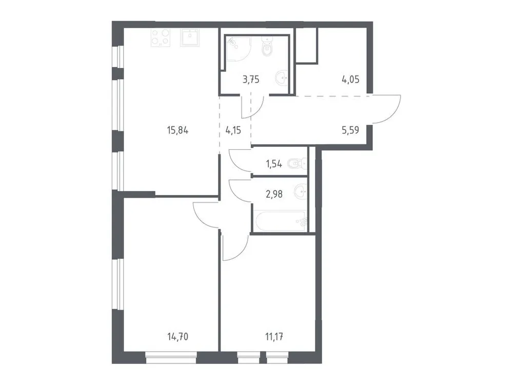 Продается 2-комнатная квартира, 63,8 м² - Фото 1