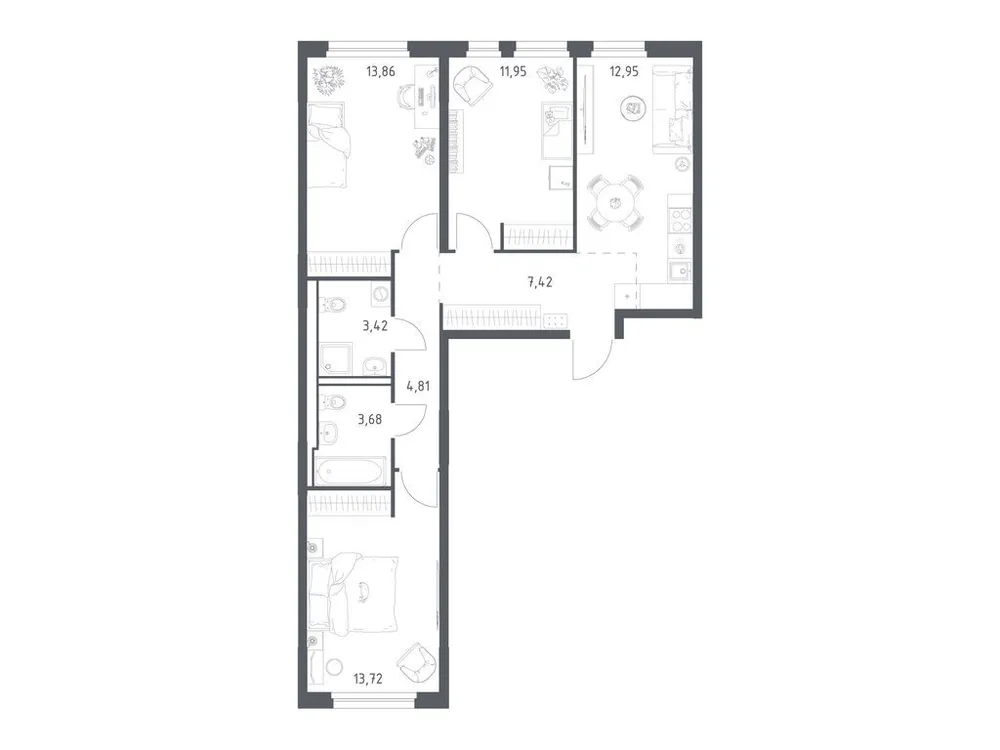 Продается 3-комнатная квартира, 71,8 м² - Фото 1