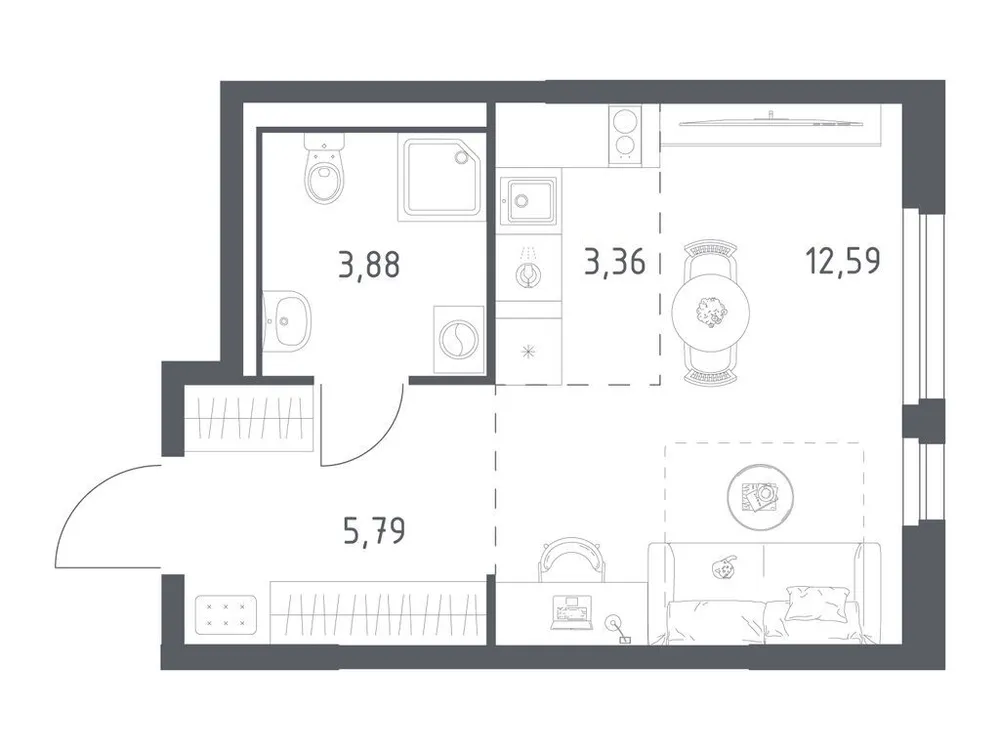 Продается студия, 25,6 м² - Фото 1