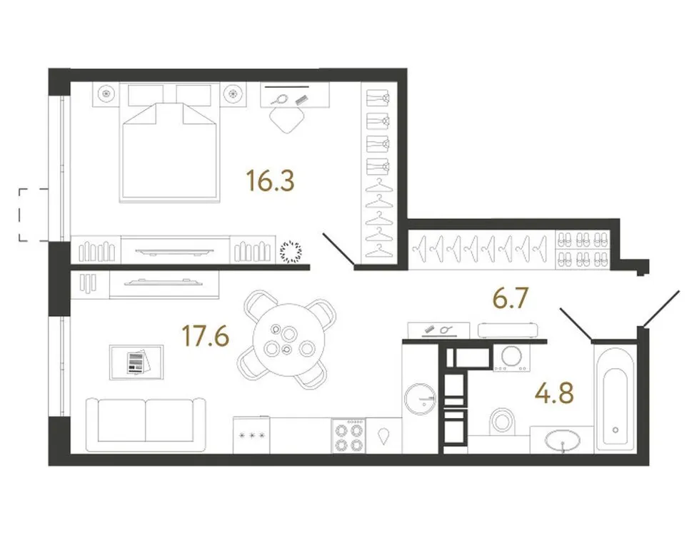 Продается 1-комнатная квартира, 45,4 м² - Фото 1