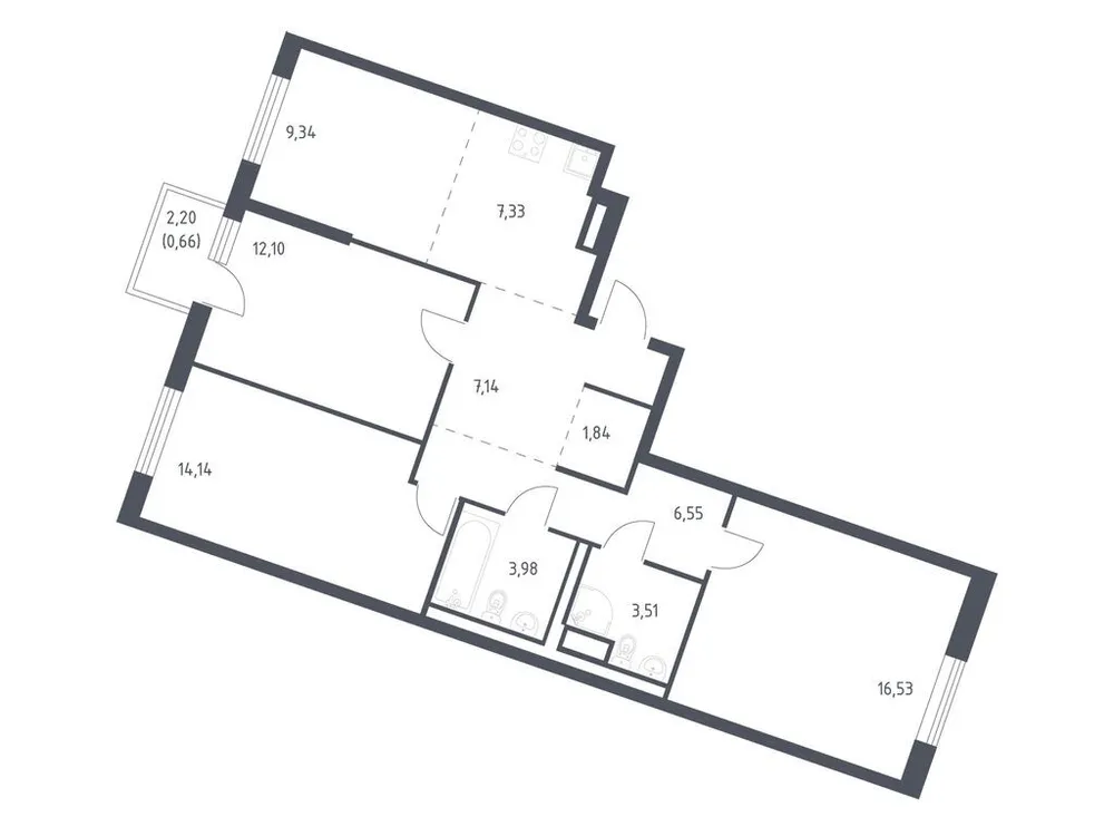 Продается 3-комнатная квартира, 83,1 м² - Фото 2