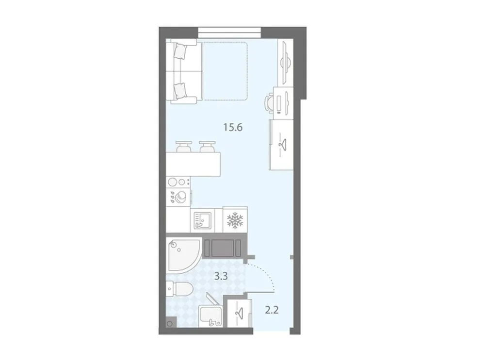 Продается студия, 21,1 м² - Фото 1