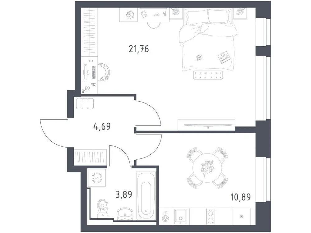 Продается 1-комнатная квартира, 41,2 м² - Фото 2