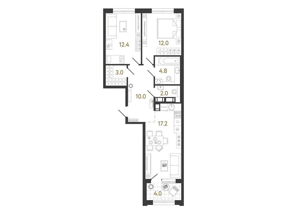 Продается 2-комнатная квартира, 61,4 м² - Фото 1