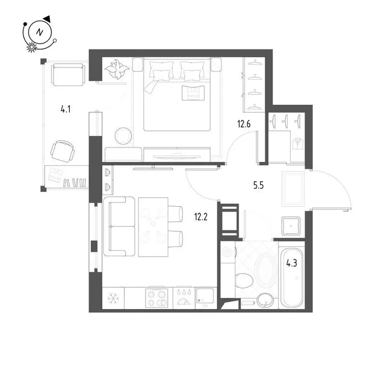 Продается 1-комнатная квартира, 35,8 м² - Фото 1