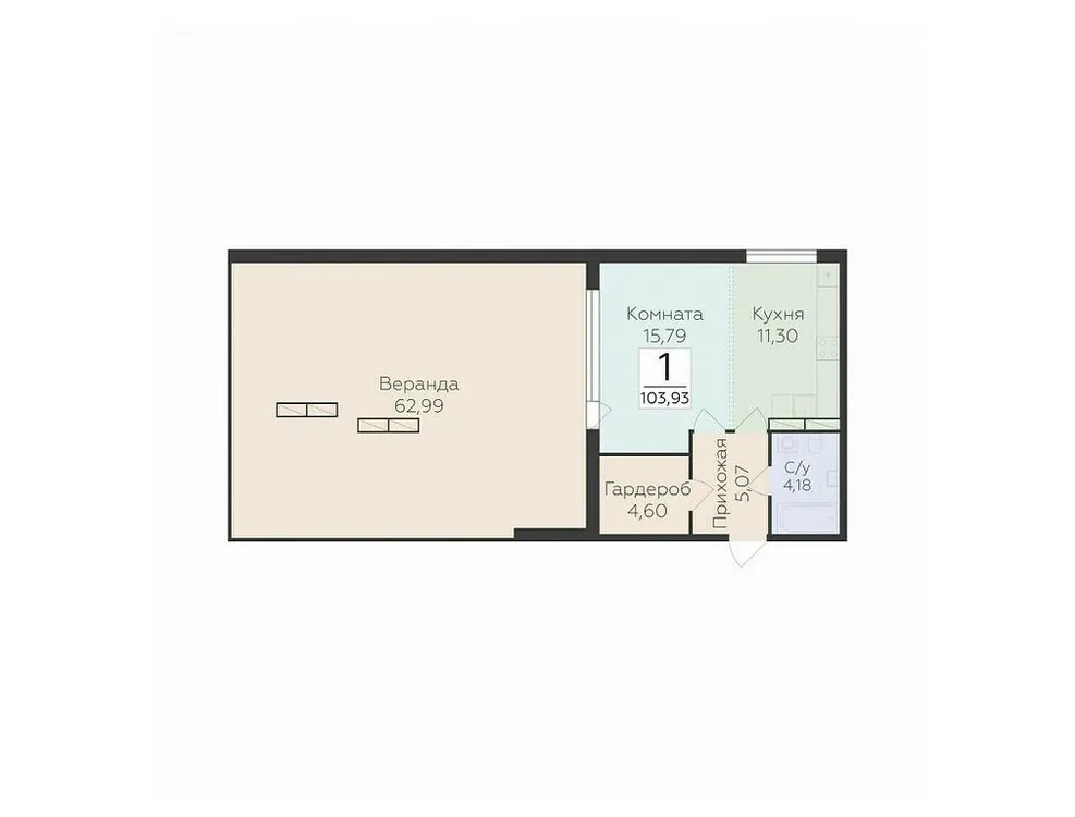 Продается 1-комнатная квартира, 103,9 м² - Фото 1