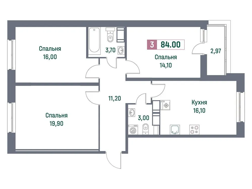 Продается 3-комнатная квартира, 84 м² - Фото 1