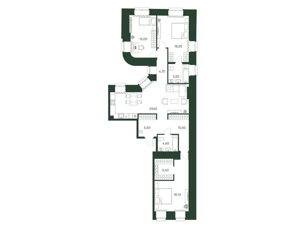 Продается 3-комнатная квартира, 117,2 м² - Фото 1