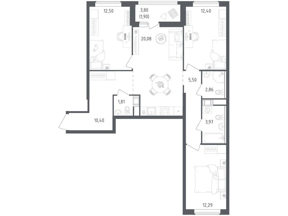 Продается 3-комнатная квартира, 83,7 м² - Фото 3