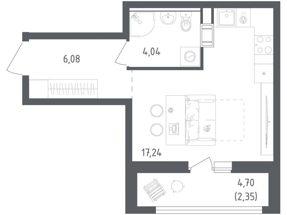 Продается студия, 29,7 м² - Фото 3