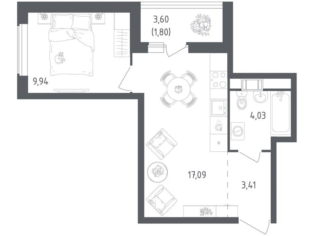 Продается 1-комнатная квартира, 36,3 м² - Фото 3