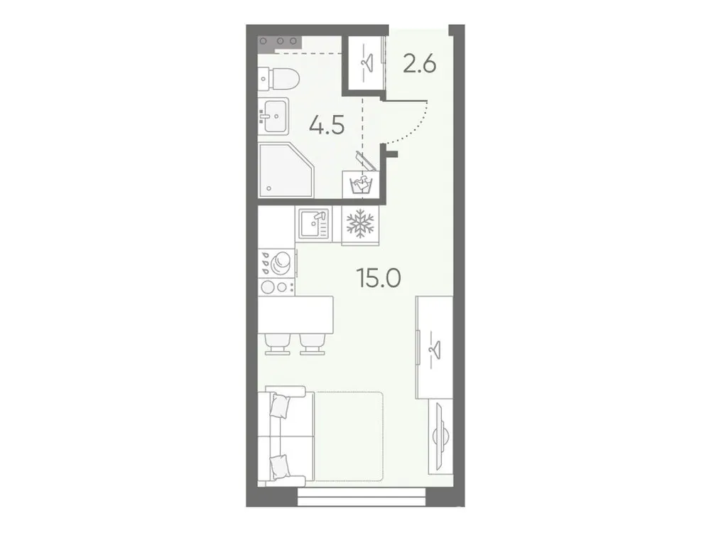 Продается студия, 22,1 м² - Фото 2
