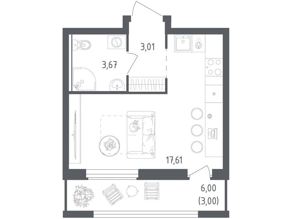 Продается студия, 27,3 м² - Фото 3