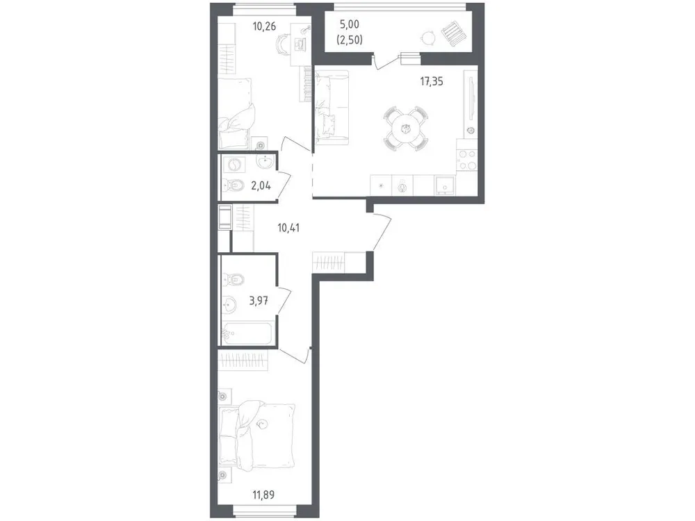 Продается 2-комнатная квартира, 58,4 м² - Фото 3