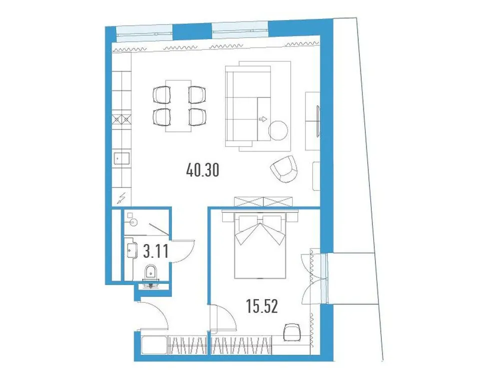 Продается 1-комнатная квартира, 58,9 м² - Фото 1
