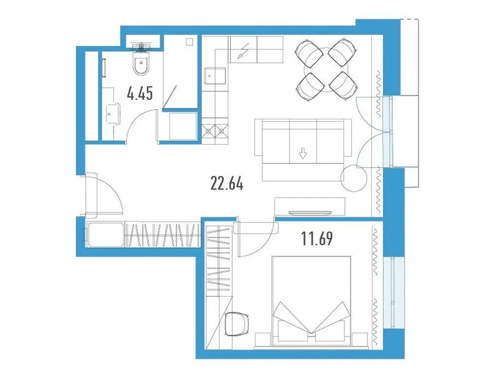 Продается 1-комнатная квартира, 38,8 м² - Фото 1