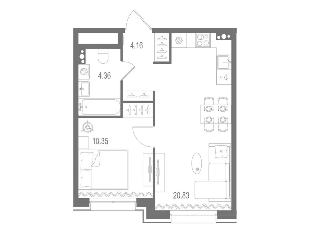 Продается 1-комнатная квартира, 39,7 м² - Фото 2