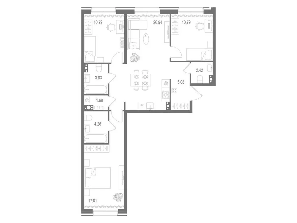 Продается 3-комнатная квартира, 82,8 м² - Фото 2