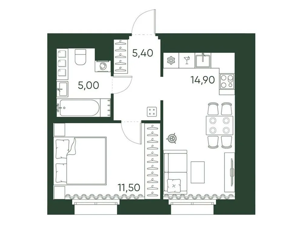 Продается 1-комнатная квартира, 36,8 м² - Фото 1