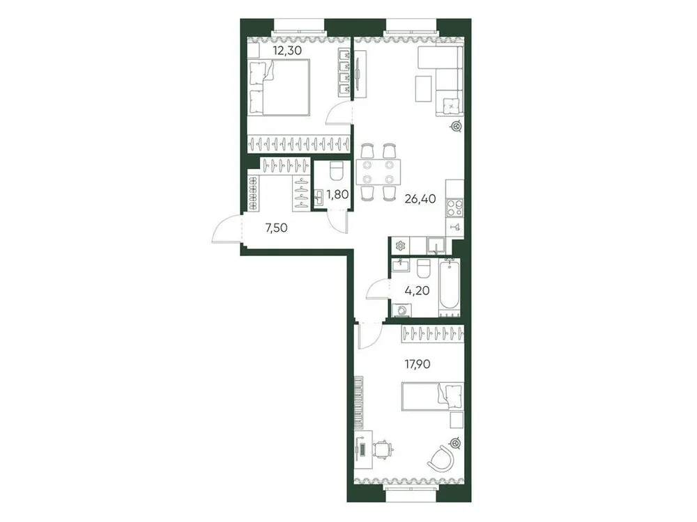 Продается 2-комнатная квартира, 70,1 м² - Фото 1