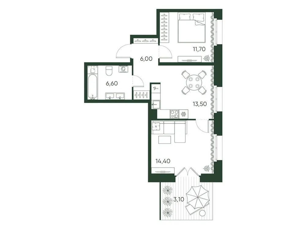 Продается 2-комнатная квартира, 55,3 м² - Фото 1