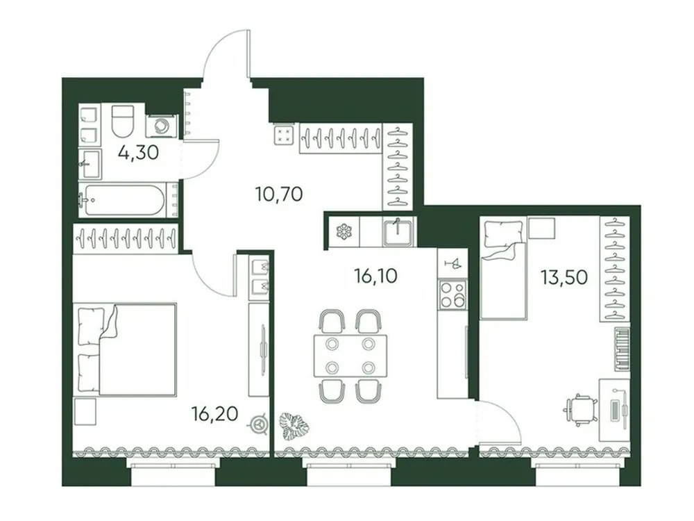 Продается 2-комнатная квартира, 60,8 м² - Фото 1