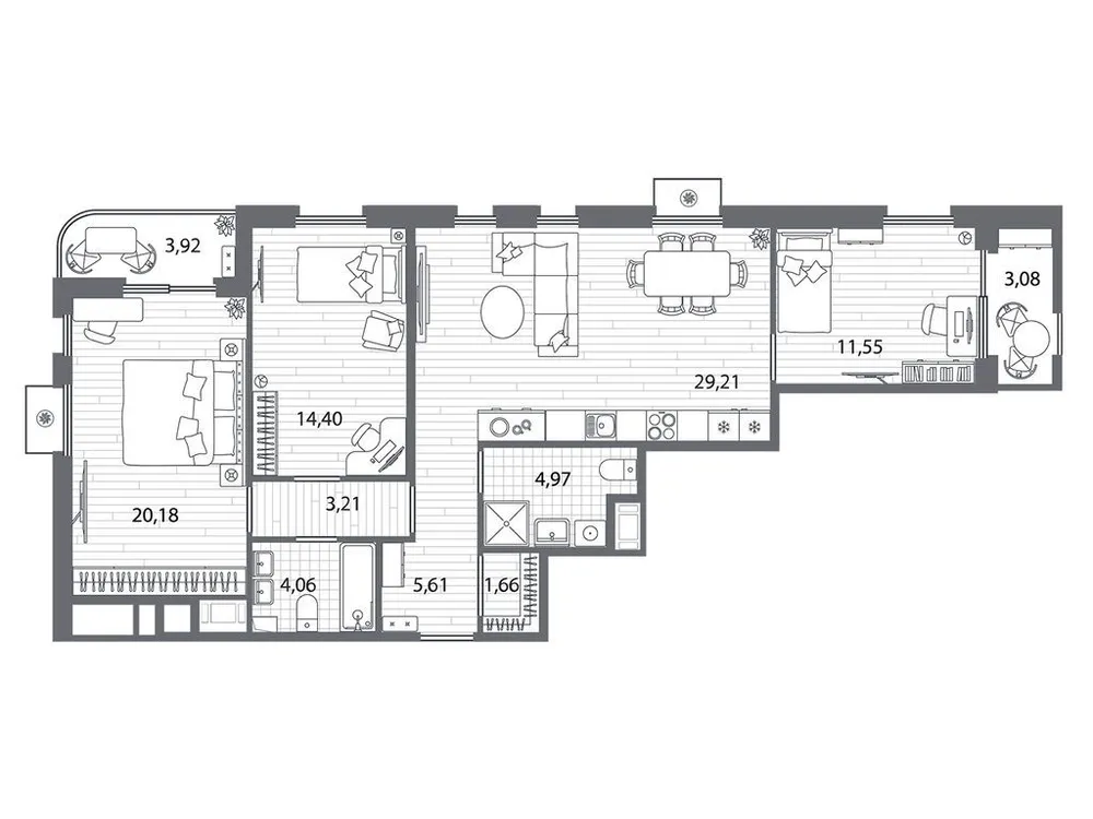 Продается 3-комнатная квартира, 99,1 м² - Фото 2