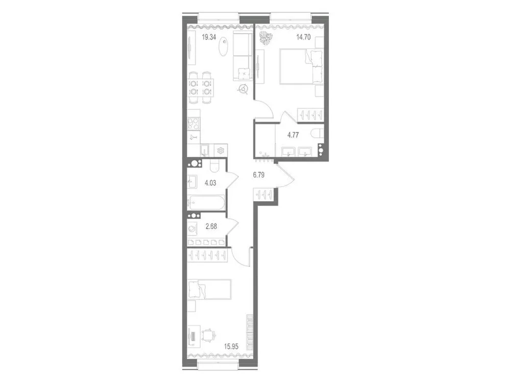 Продается 2-комнатная квартира, 68,3 м² - Фото 2