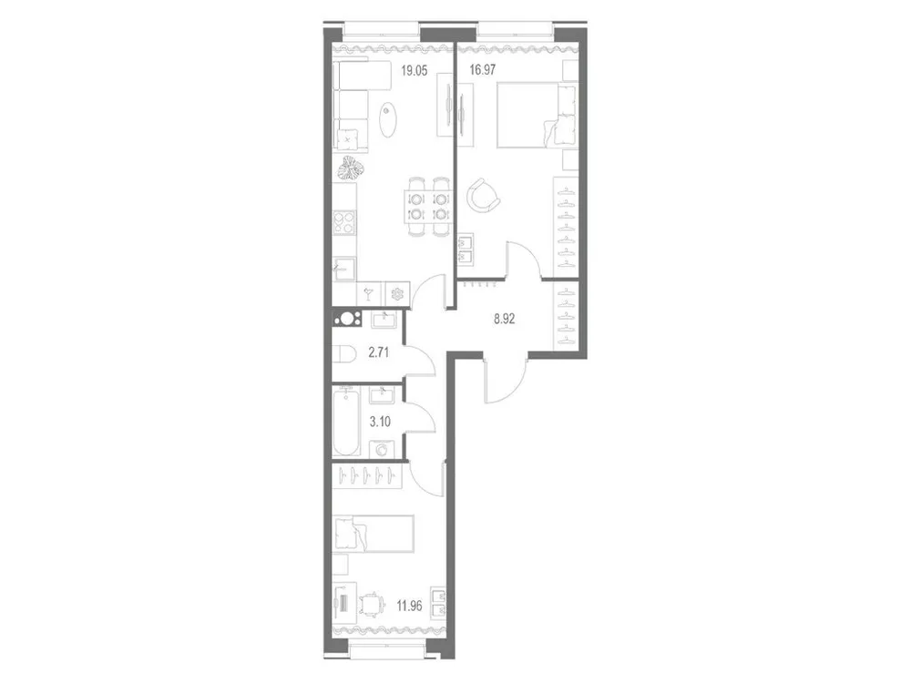 Продается 2-комнатная квартира, 62,7 м² - Фото 2