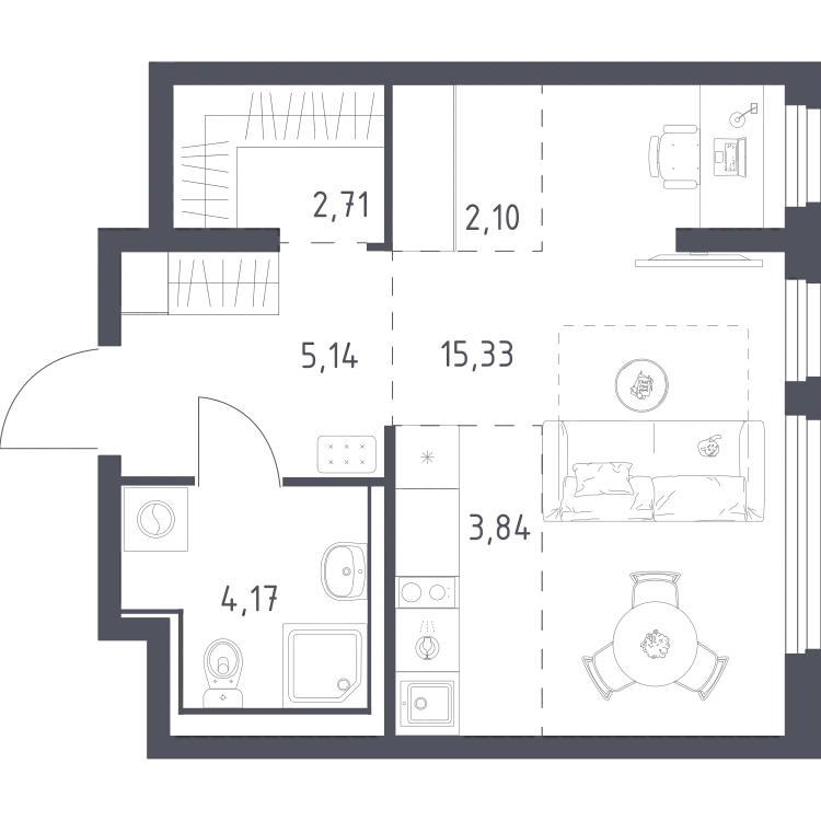 Продается студия, 33,3 м² - Фото 1