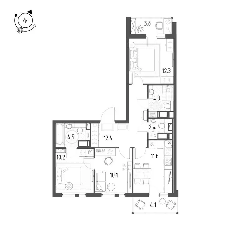 Продается 3-комнатная квартира, 70,9 м² - Фото 1