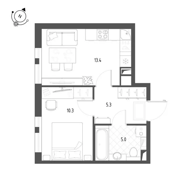 Продается 1-комнатная квартира, 34 м² - Фото 1