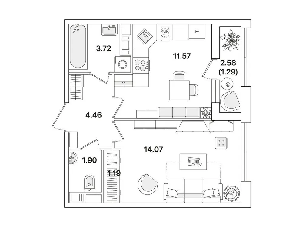 Продается 1-комнатная квартира, 38,2 м² - Фото 1