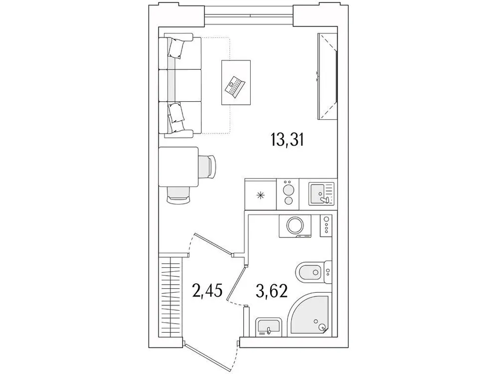 Продается студия, 19,4 м² - Фото 1