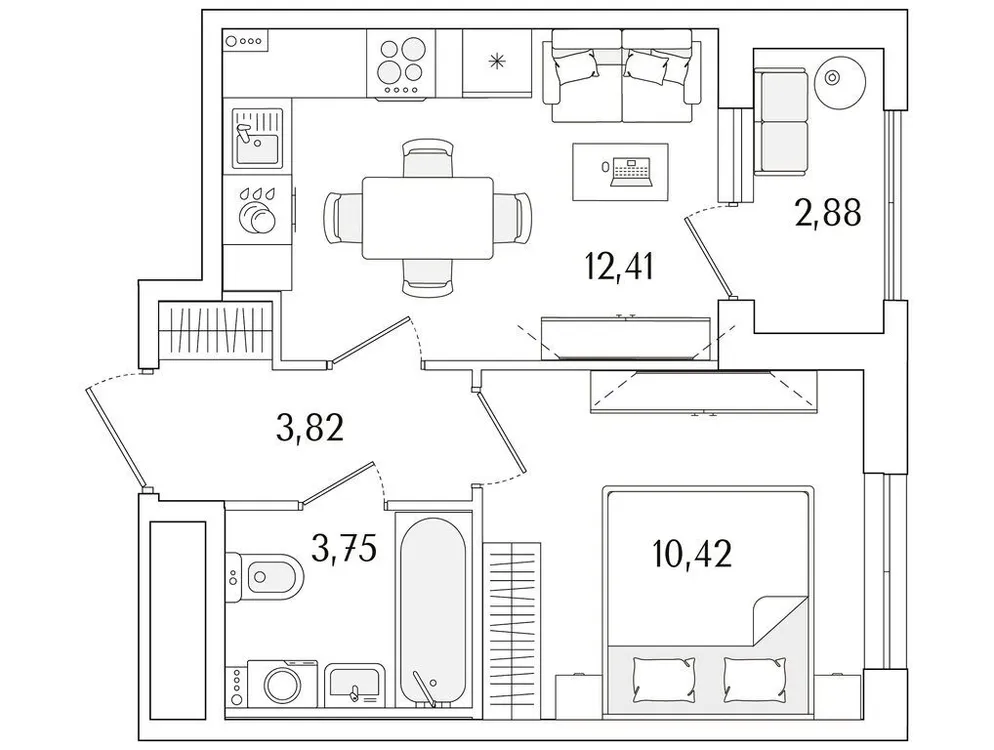 Продается 1-комнатная квартира, 31,8 м² - Фото 1
