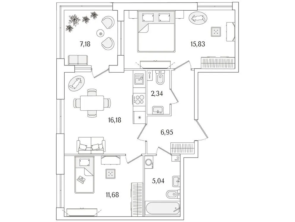 Продается 2-комнатная квартира, 61,6 м² - Фото 1