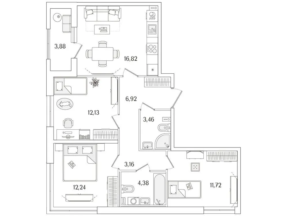 Продается 3-комнатная квартира, 72,8 м² - Фото 1