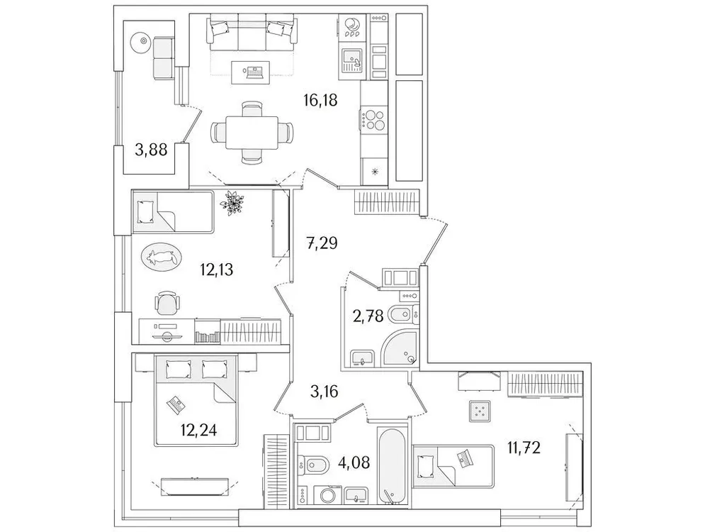 Продается 3-комнатная квартира, 71,5 м² - Фото 1