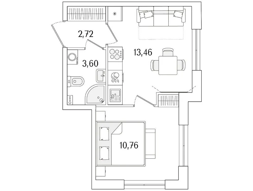 Продается 1-комнатная квартира, 30,5 м² - Фото 1